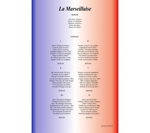 Plaque de la Marseillaise en Foam