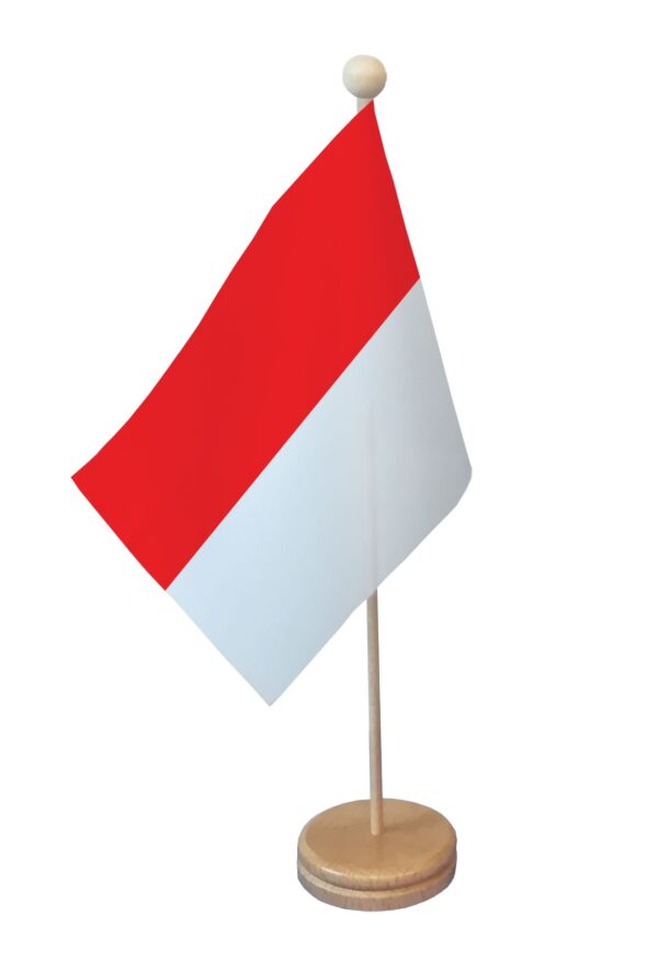 Drapeau de table Monaco socle bois