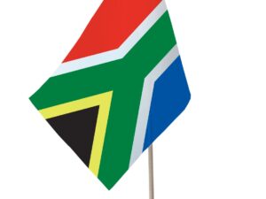 Drapeau de table Afrique du Sud socle bois