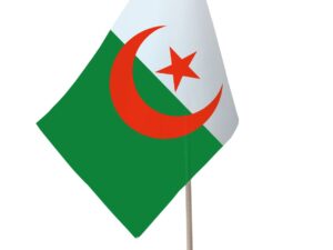 Drapeau de table Algérie socle bois