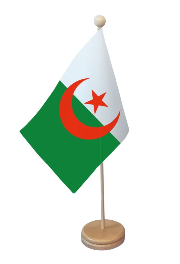 Drapeau de table Algérie socle bois