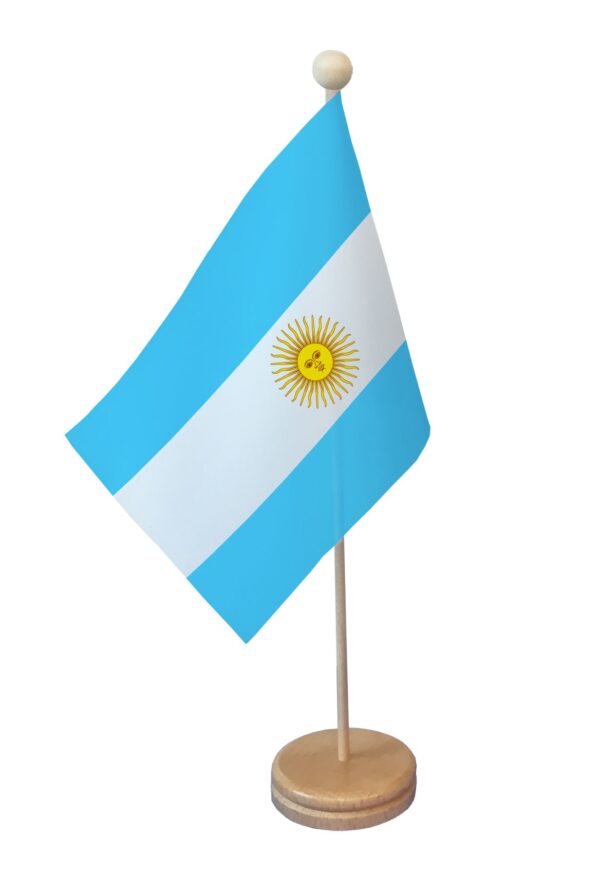 Drapeau de table Argentine socle bois