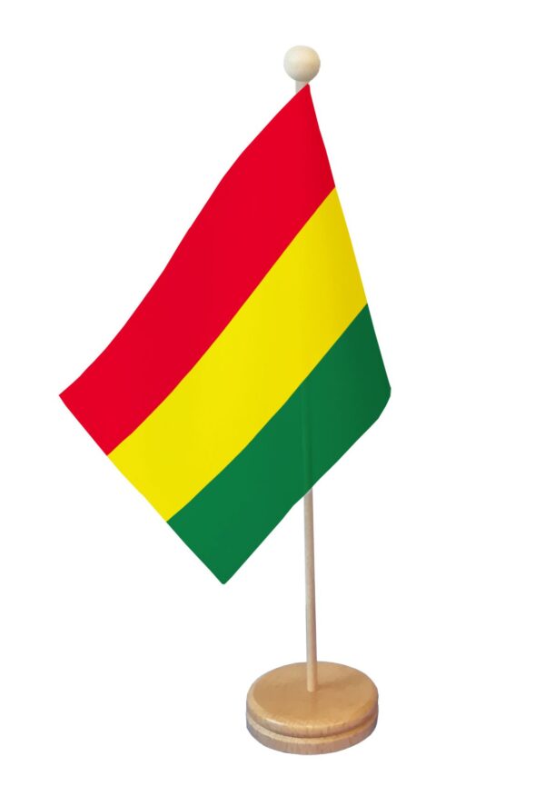 Drapeau de table Bolivie socle bois