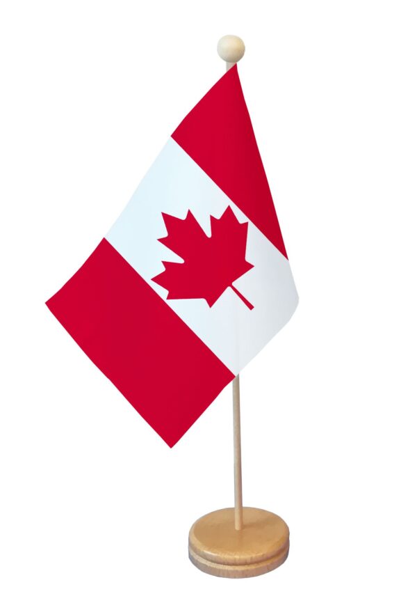 Drapeau de table Canada socle bois