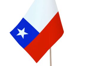 Drapeau de table Chili socle bois