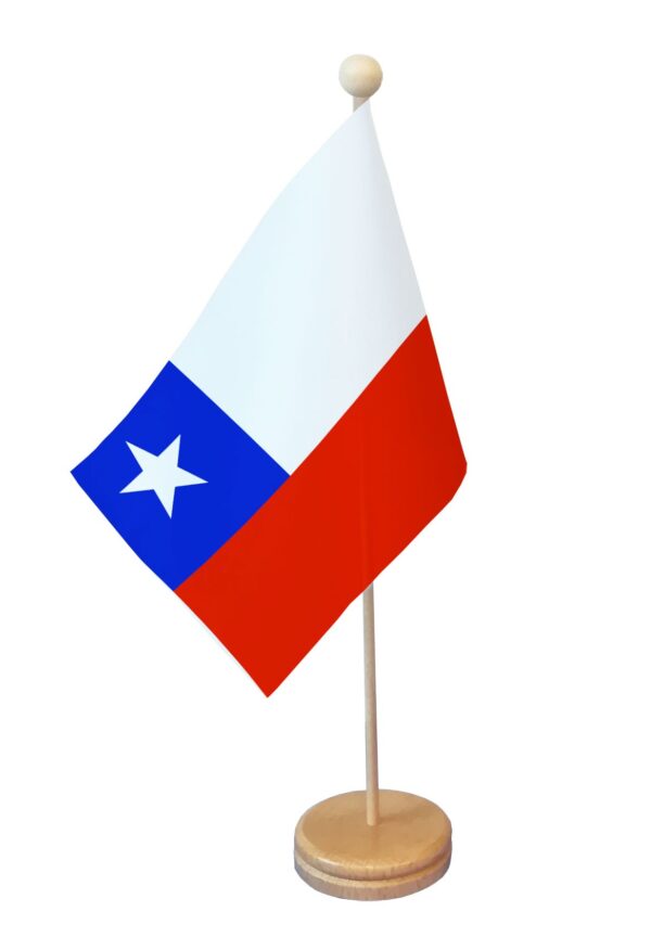 Drapeau de table Chili socle bois