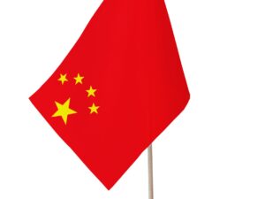 Drapeau de table Chine socle bois