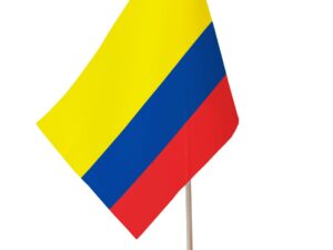 Drapeau de table Colombie socle bois