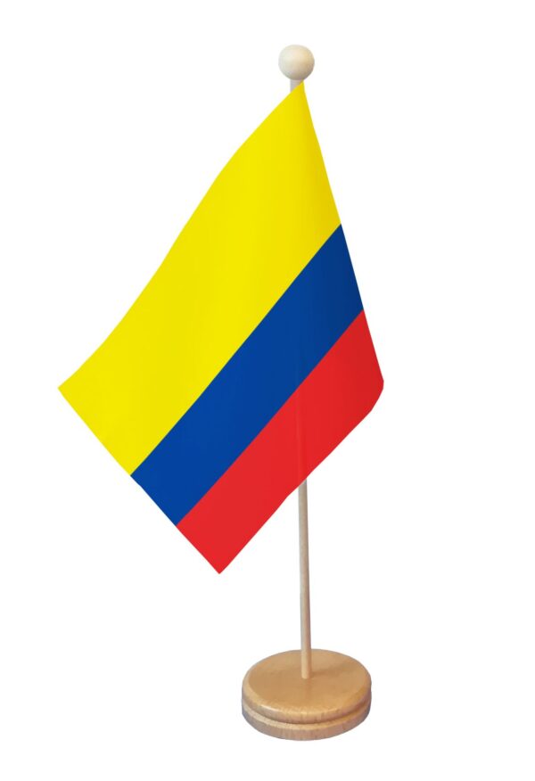 Drapeau de table Colombie socle bois