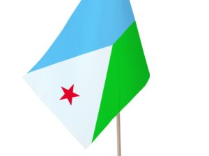 Drapeau de table Djibouti socle bois