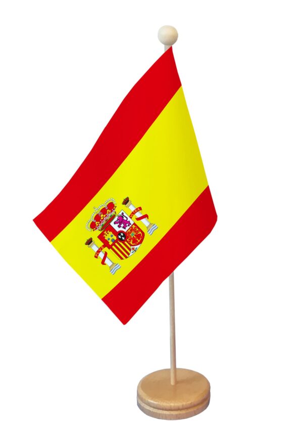 Drapeau de table Espagne socle bois