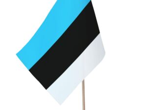 Drapeau de table Estonie socle bois