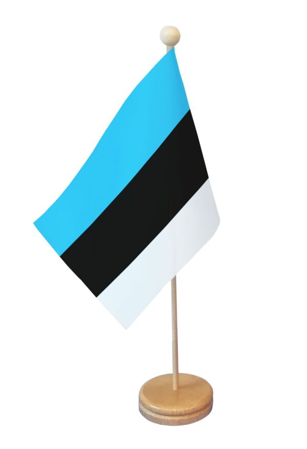 Drapeau de table Estonie socle bois