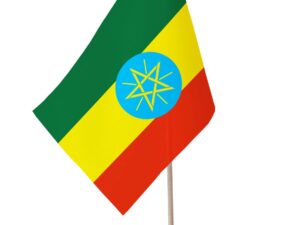 Drapeau de table Ethiopie socle bois