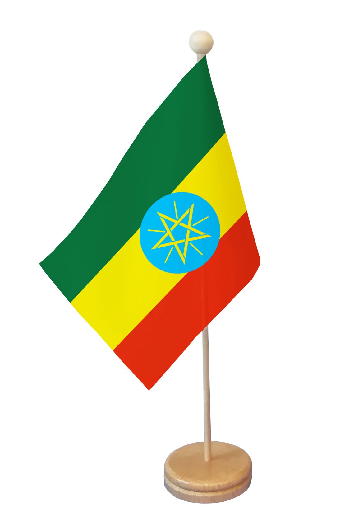 Drapeau de table Ethiopie socle bois