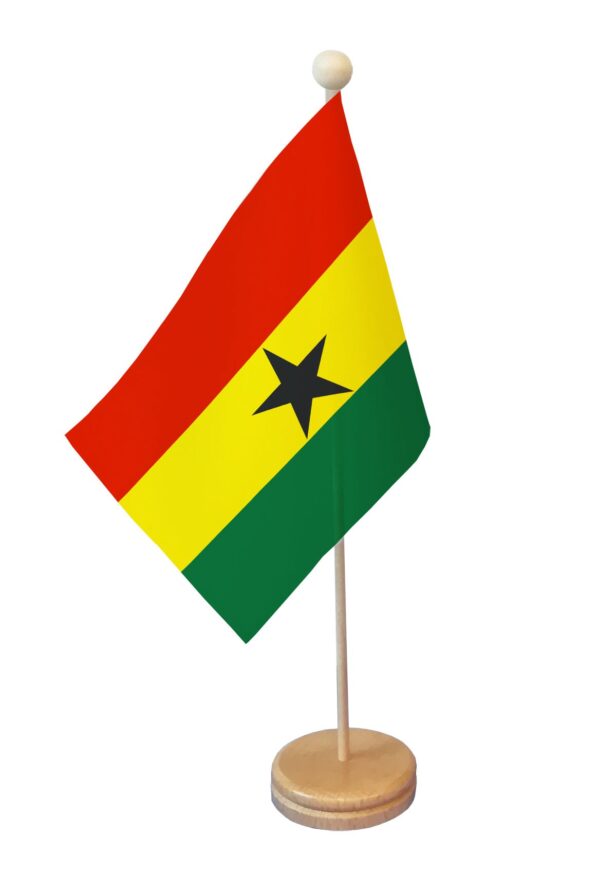 Drapeau de table Ghana socle bois