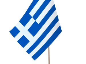Drapeau de table Grèce socle bois