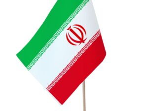 Drapeau de table Iran socle bois