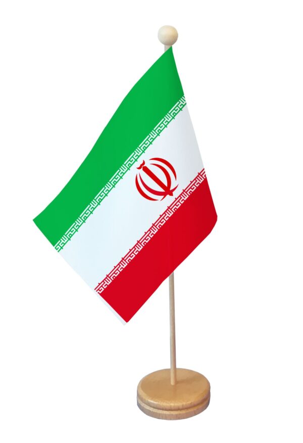 Drapeau de table Iran socle bois
