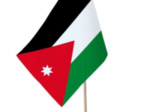 Drapeau de table Jordanie socle bois