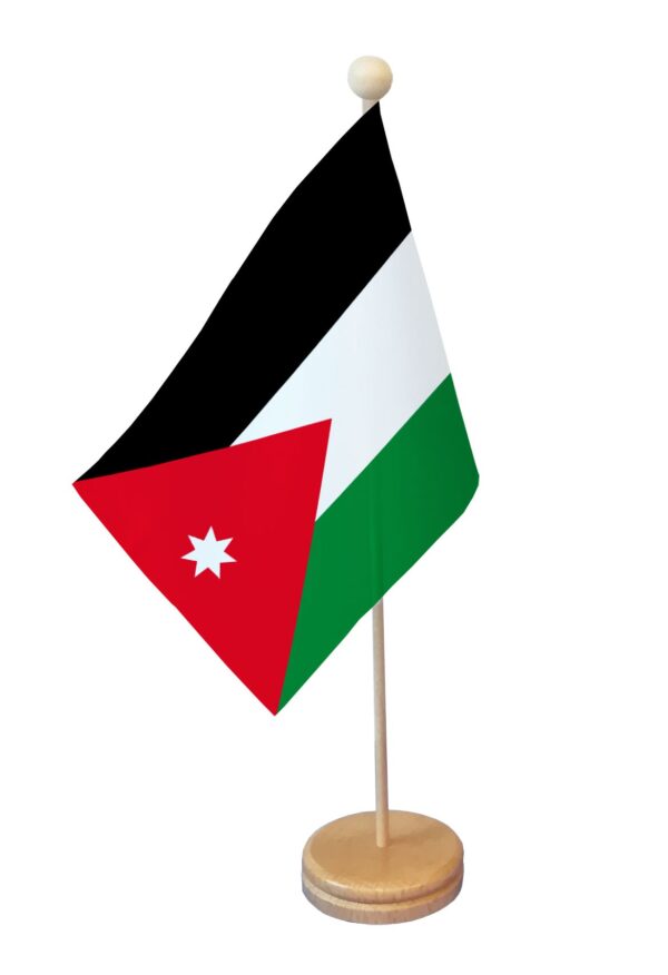 Drapeau de table Jordanie socle bois