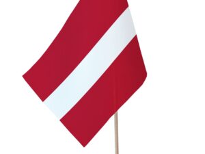 Drapeau de table Lettonie socle bois