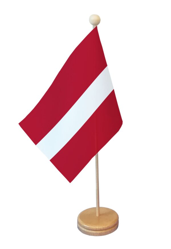 Drapeau de table Lettonie socle bois