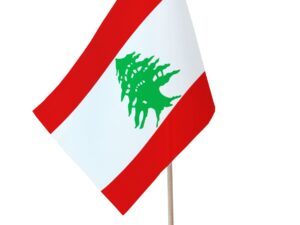 Drapeau de table Liban socle bois
