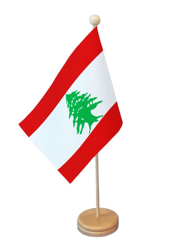 Drapeau de table Liban socle bois