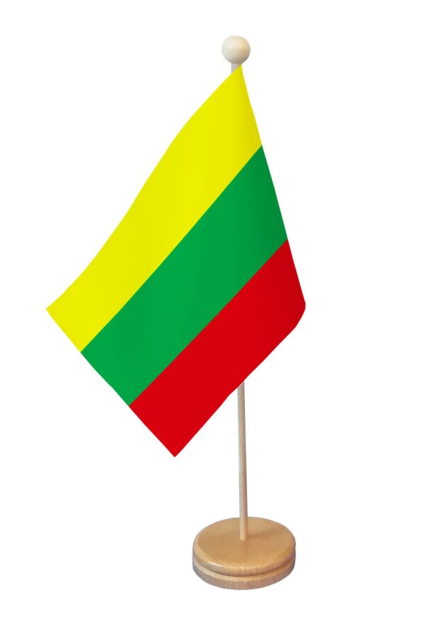 Drapeau de table Lituanie socle bois