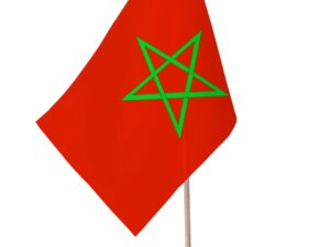 Drapeau de table Maroc socle bois