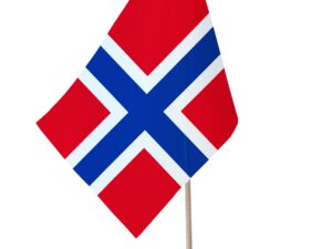Drapeau de table Norvège socle bois