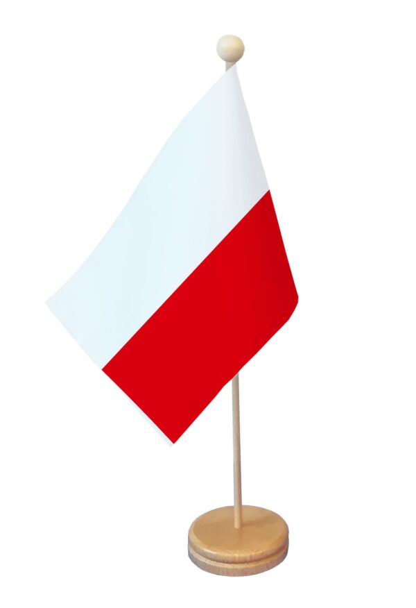 Drapeau de table Pologne socle bois
