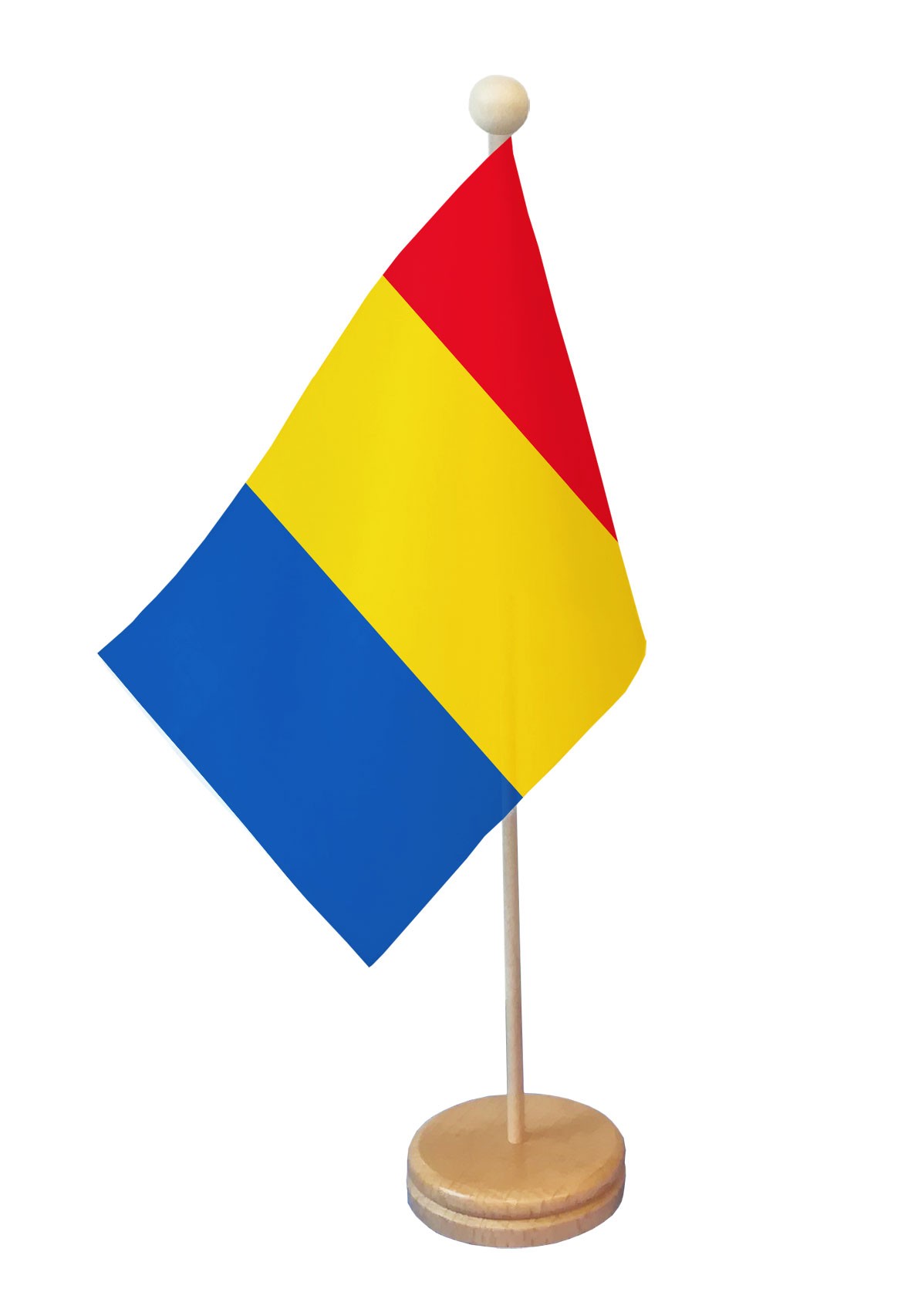 Drapeau de table Roumanie socle bois
