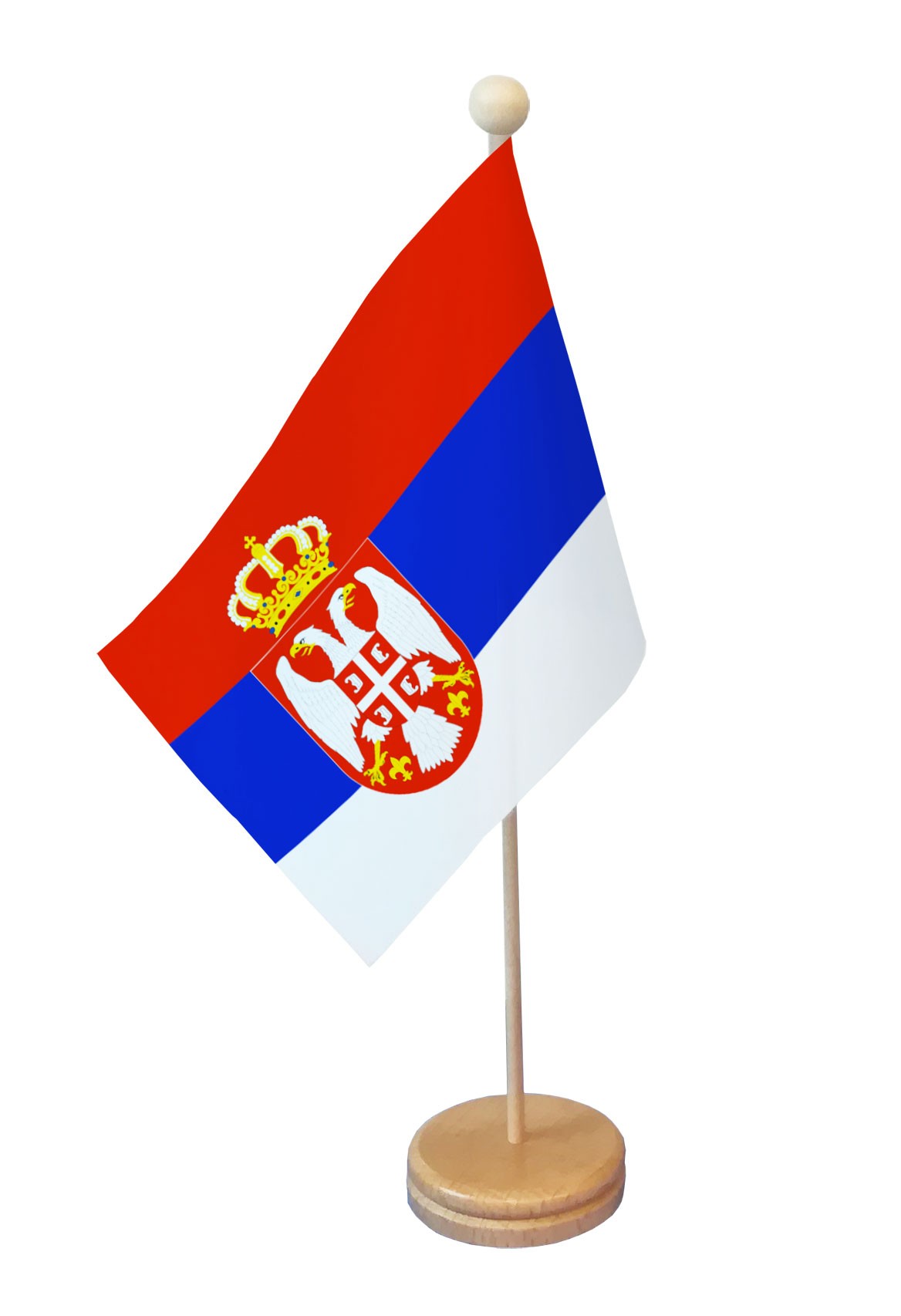 Drapeau de table Serbie socle bois