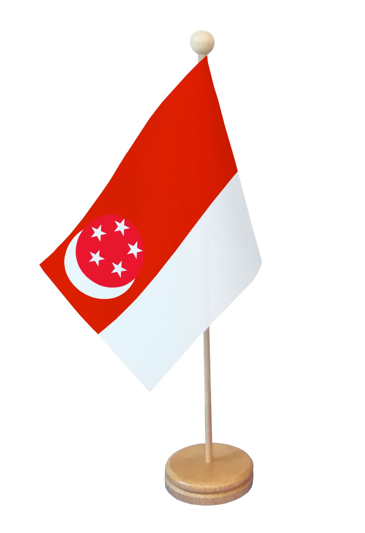Drapeau de table Singapour socle bois