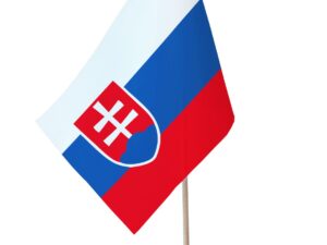 Drapeau de table Slovaquie socle bois