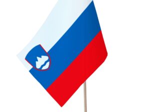 Drapeau de table Slovénie socle bois