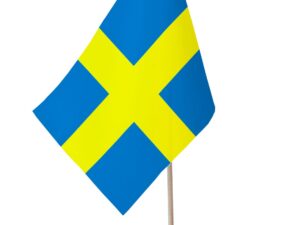 Drapeau de table Suède socle bois