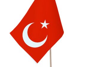 Drapeau de table Turquie socle bois