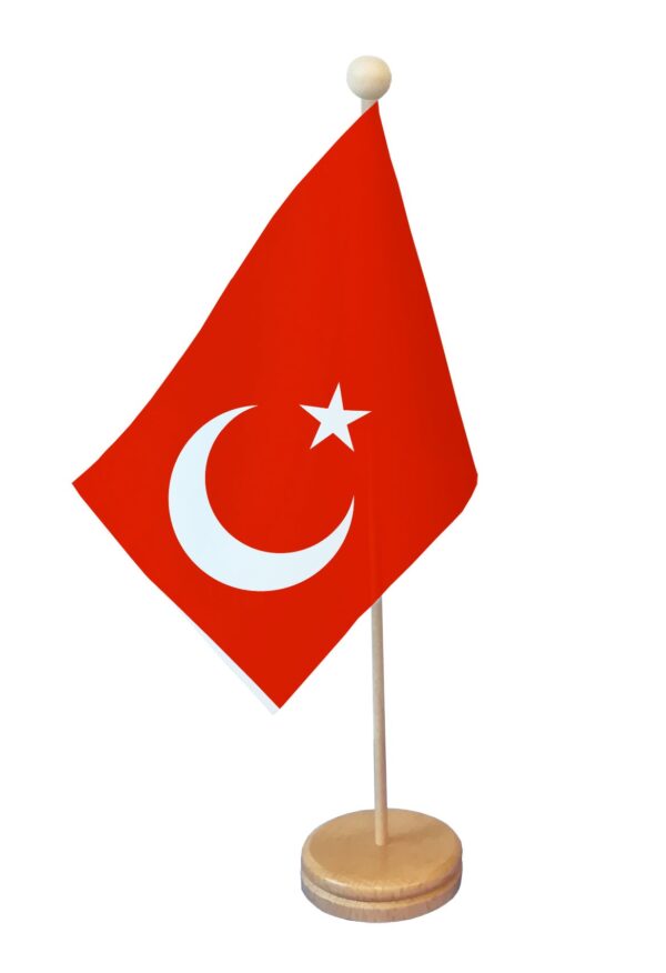 Drapeau de table Turquie socle bois