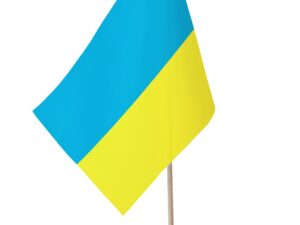 Drapeau de table Ukraine socle bois