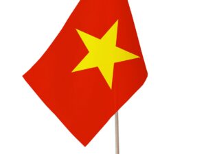 Drapeau de table Viêt Nam socle bois